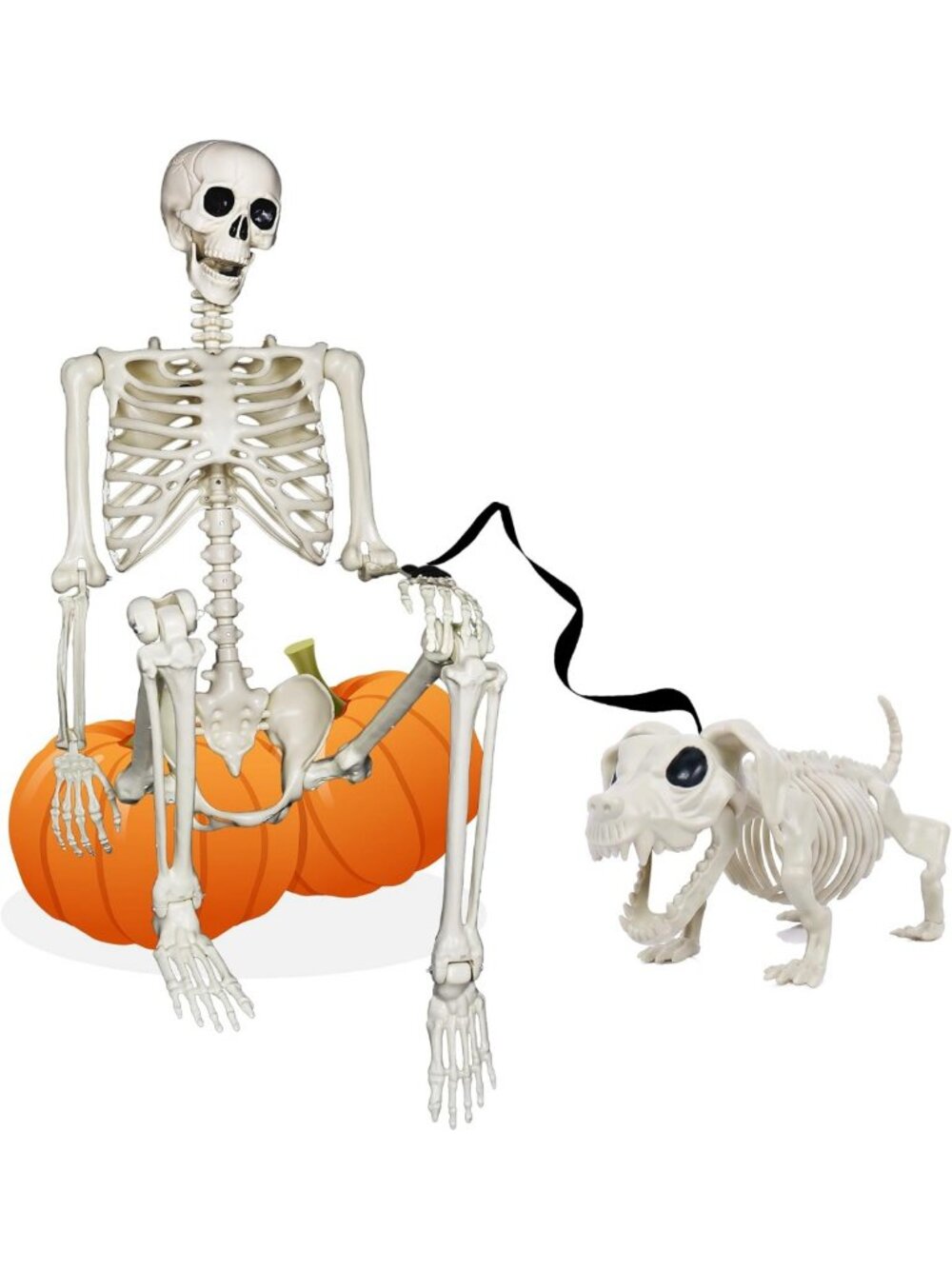 Life-Size 5.4FT Halloween Skeleton Decoration with Dog, Realistic Plastic Bones